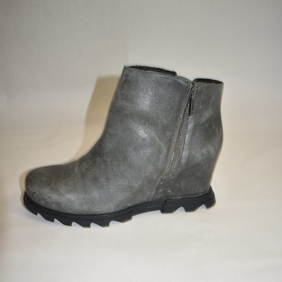 SOREL Women's Joan of Artic Wedge III Lug Sole Zip Booties Gray Quarry Size 11 - Picture 5 of 9